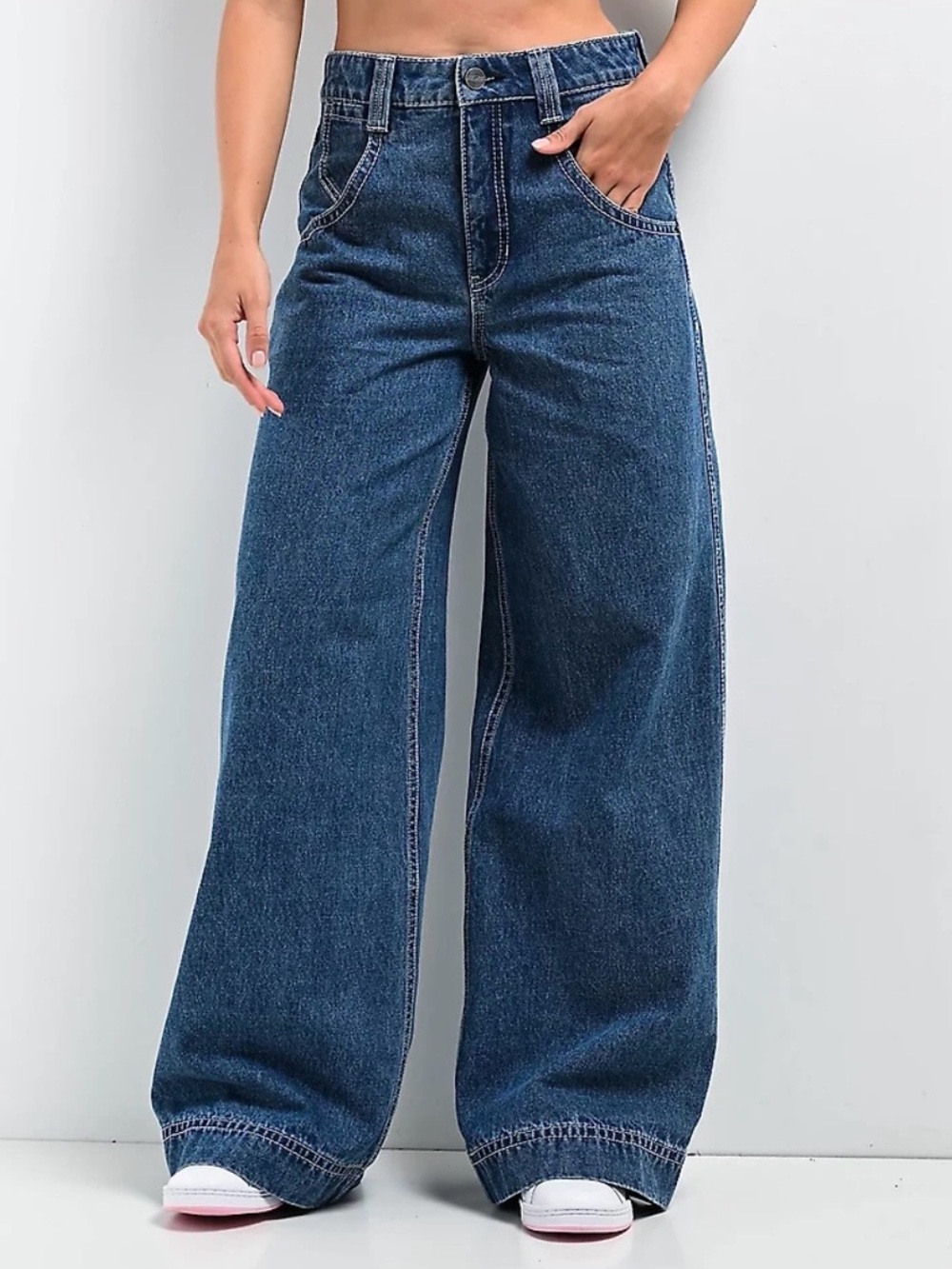 High-Rise Wide Leg Jeans for Women in Dark Blue